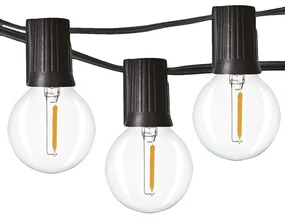 SOLIGHT LED vonkajšia reťaz s žiarovkami, 25 žiaroviek, 15m +5m, 20W, teplá biela