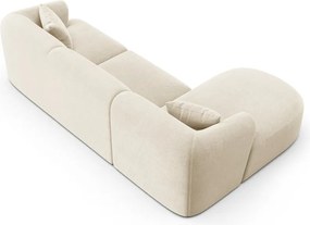 Béžová zamatová rohová pohovka (ľavý roh/s leňoškou) Campi – Cosmopolitan Design