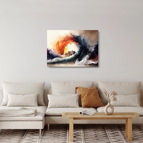 Sklenený obraz - Vo víre povodne, akvarel (70x50 cm)