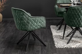 Stolička Euphoria tmavozelená zamatová otočná