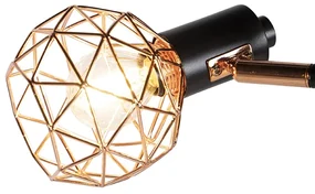 Stojaca lampa čierna s meďou 3-svetlo - Mesh