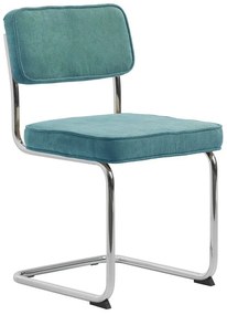 Tyrkysová menčestrová jedálenská stolička Rupert – Unique Furniture