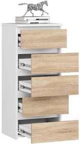 Komoda CL5 40 x 92 cm so zásuvkami biela/dub sonoma