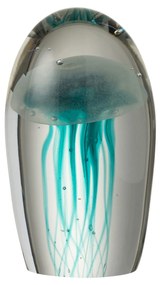 Sklenené ťažítko s modrou medúzou S - 9,5 * 9,5 * 17 cm