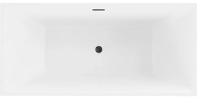 Mexen Nita, voľne stojaca vaňa 170 x 80 cm, biela-čierna, čierny matný prepad, 52091708075-70