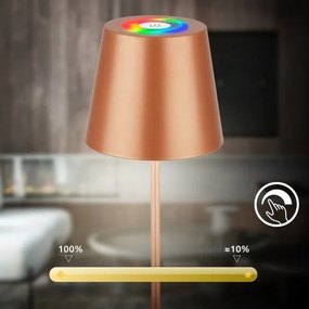 Briloner 7510013-LED RGB stmievateľná stolová lampa CALIDA 2,5W/5V IP44 1200mAh bronzová