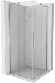 Mexen Velar L Duo, sprchový kút s posuvnými dverami 90 x 90 cm, 8mm číre sklo, brúsená oceľ, 871-090-090-02-03-97