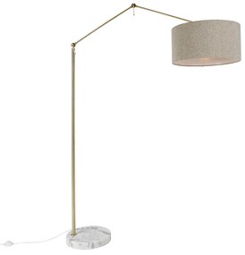 Stojaca lampa zlatá s tienidlom z bouclé taupe 50 cm nastaviteľná - Editor