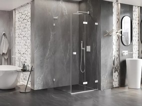 Mexen Lunar-F L, 1-krídlový sprchový kút so skladacími dverami, pravý, 80 x 80 cm, 8mm číre sklo, biely profil, 836L-080-080-20-00-P