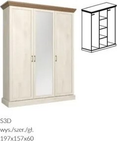 Šatníková skriňa Royal S3D, severská borovice/ divoký dub