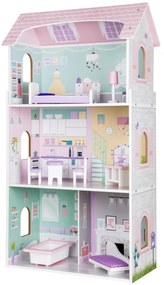 Drevený domček pre bábiky + nábytok vysoký bobuľový zámok ECOTOYS