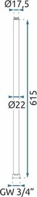 Predĺženie pre vaňovú/sprchovú súpravu REA ø 22 mm - 60 cm, zlatá kartáčovaná