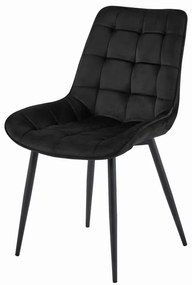 Set štyroch jedálenských stoličiek BERA zamatové čierne / čierne nohy (4ks)