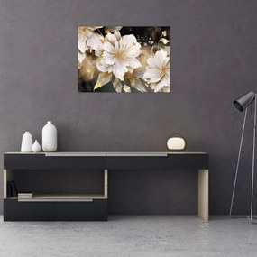 Obraz - Kvety v zlate (70x50 cm)