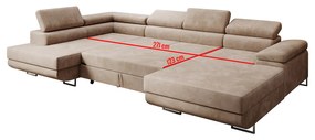 Rohová rozkladacia sedacia súprava U 274 MARYEN Pravá Svetlo hnedá