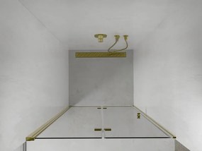 Mexen Lima, skladacie sprchové dvere do otvoru 100 x 190 cm, 6mm číre sklo, zlatý profil, 856-100-000-50-00