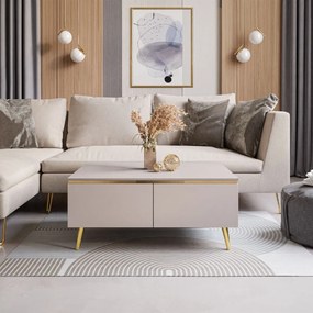 KONFERENČNÝ STOLÍK NESSIE 3 KAŠMÍR + ZLATÝ 90 cm