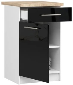 Spodná kuchynská skrinka s doskou OLIWIA S50 SZ1 biela / čierna, lesk