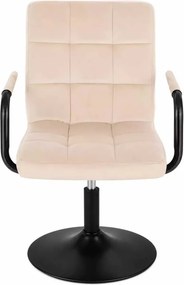 LuxuryForm DESIGN Otočná stolička VERONA BLACK VELUR na čiernom tanieri - krémová