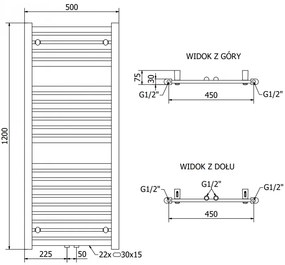 Mexen Hades, elektrické vykurovacie teleso 1200 x 500 mm, 600 W, biela, W104-1200-500-2600-20