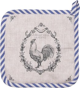 Béžová bavlnená chňapka - podložka s kohútom Devine French Roster - 20*20 cm