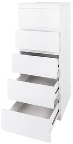Livarno home Komoda Ženeva s 5 zásuvkami, biela  (850000395)
