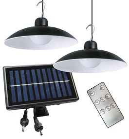 Ecolamp Exteriérové solárne nástenné svietidlo Satur Double, 2x čierne/biele plastové tienidlo, diaľkový ovládač