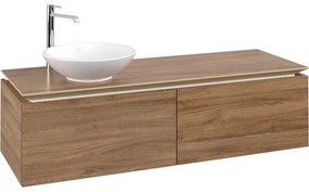 VILLEROY &amp; BOCH Legato závesná skrinka pod umývadlo na dosku (umývadlo vľavo), 2 zásuvky, 1400 x 500 x 380 mm, Oak Kansas, B58700RH