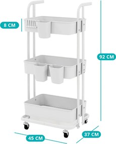 3-vrstvový skladací servírovací vozík