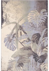 Krémovo-sivý vlnený koberec 133x180 cm Plants – Agnella