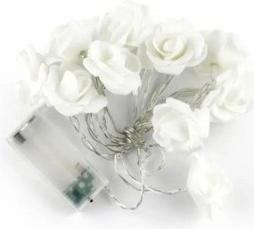 DECOLED Batériové LED svetlá s rozetami 1,8 m, teplá biela, 10 diód, priehľadný kábel IP20 interiér, 2× AA