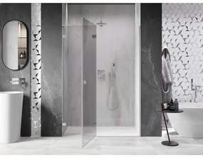 Mexen, Mexen Lunar L Otočné ľavé sprchové dvere 135 cm, transparentné, brúsený nikel - 834L-135-000-97-00-L