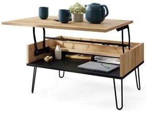 Konferenčný stôl so zdvíhacou doskou a poličkou HALIJA dub craft/čierna