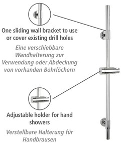Nástenná sprchová tyč z nerezovej ocele v lesklej striebornej farbe 66 cm Basic - Wenko