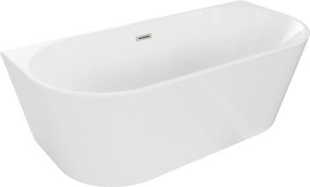 Mexen Oval, voľne stojaca nástenná vaňa 150 x 75 cm, biela, brúsená oceľ prepad, 52671507500-97