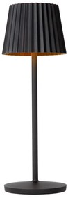 LUCIDE 27889/02/30 JUSTINE vonkajšia dotyková stolná lampička LED V380mm 2W/210lm 2700K IP54 čierna, bezdrôtová nabíjacia podložka