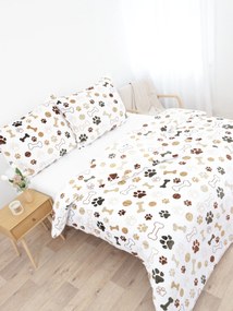 Predĺžené obliečky mikroplyš Exclusive – Psie labky biele