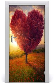 Fototapeta na dvere samolepiace drevo srdce 85x205 cm