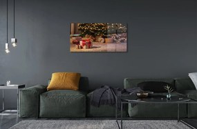 Sklenený obraz Dary vianočný strom 125x50 cm