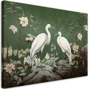 Gario Obraz na plátne Biele žeriavy a rastliny Rozmery: 60 x 40 cm
