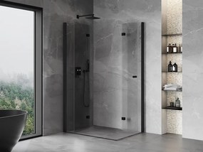 Mexen Mist-F Duo, skladací sprchový kút 90 x 75 cm, číre sklo, čierny profil, 8A6-090L-075P-70-00