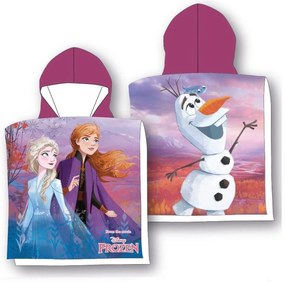 DETSKÝ BAVLNENÝ PONČO UTERÁK S KAPUCŇOU FROZEN 50X110 CM VZOROVANÁ