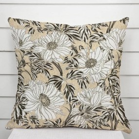 Biante Dekoračná obliečka na vankúš PML-089 Biele kvety na béžovom 45 x 45 cm