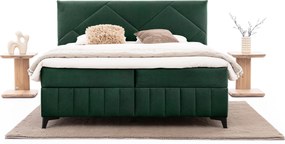 Posteľ Boxspring Wasil 160x200 s úložným priestorom - zelený hydrofóbny zamat Element 12