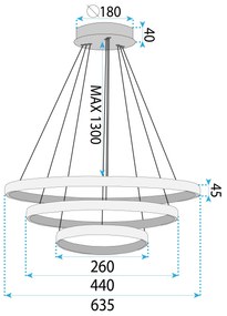Toolight Toolight, LED stropné osvetlenie, 45W, 3000K, LHJ042-CP3, zlatá, OSW-60025