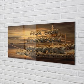 Obraz plexi Morská loď mraky 125x50 cm