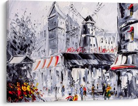 Obraz - Ulica v Paríži, olejomaľba (70x50 cm)