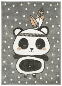 Detský koberec Lima 9371A Panda Indian svetlosivý / ružový