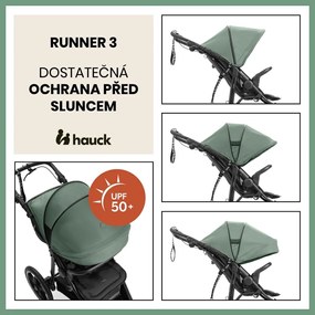 Hauck Kočík športový Runner 3 s ručnou brzdou Jungle Green 2024