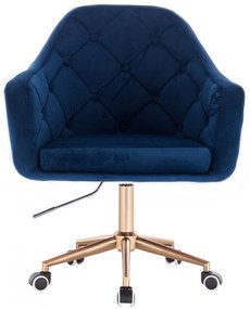 LuxuryForm DESIGN Kreslo ANDORA VELUR na zlatej podstave s kolieskami - modré